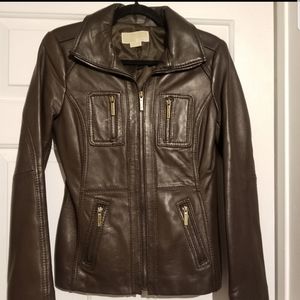 Michael Kors brown Leather jacket (small)